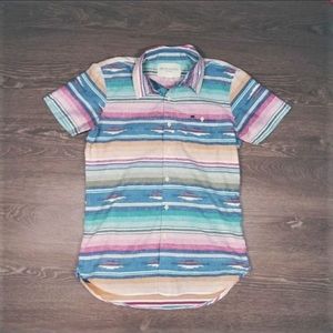 Obey Tribal Print Short Sleeve Button Up Shirt